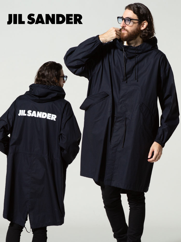 JILL SANDER (ジルサンダー) ロゴプリント フード フルボタン ロング