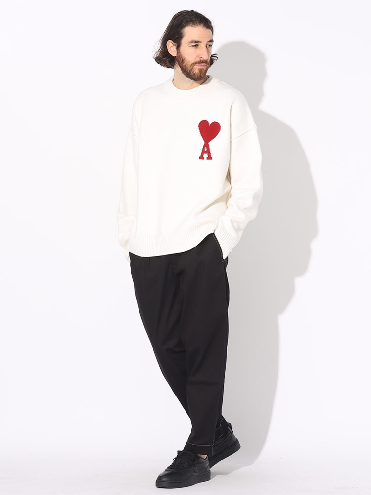 AMI PARIS (アミパリス) 胸ロゴ クルーネック ニット AMI DE COEUR