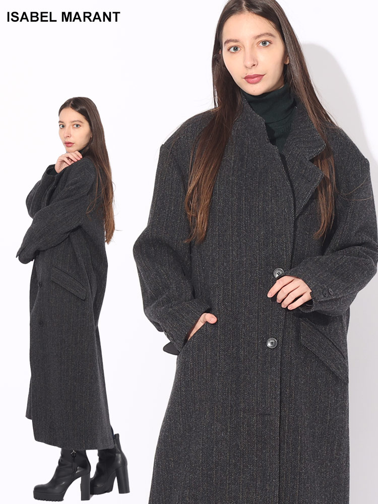 ISABEL MARANT (イザベルマラン) ウール 総柄 ロングコート