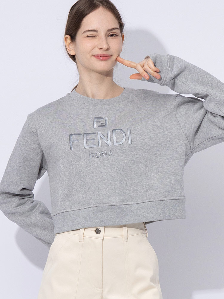 FENDI (フェンディ) ロゴ刺繍 クルーネック トレーナー FDLFS9648AT1O