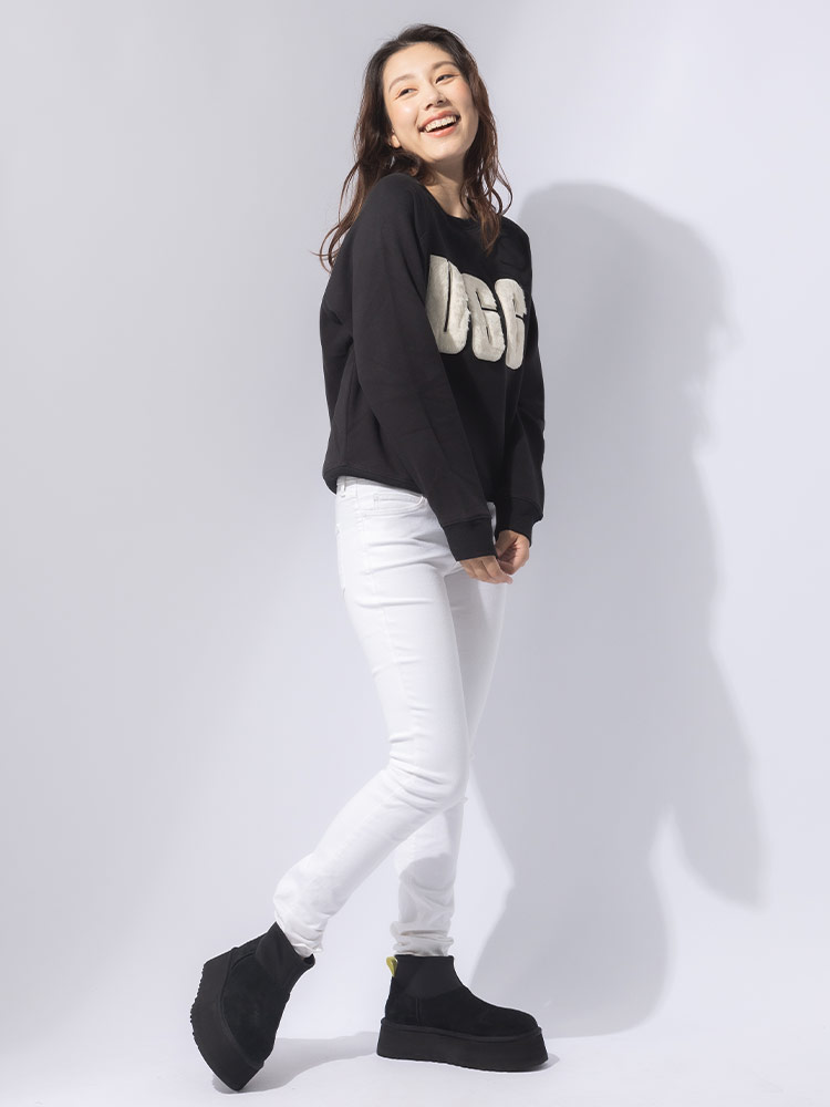 UGG Australia (アグオーストラリア) 裏起毛 ファーロゴ クルーネック