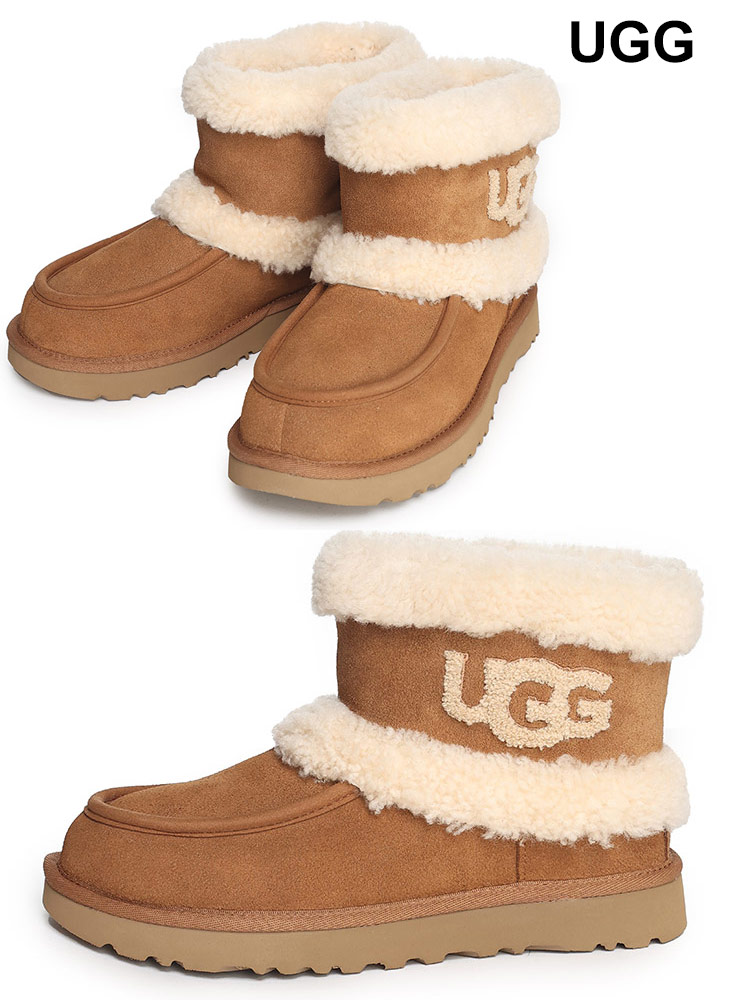 UGG (アグ) ボア ロゴ ムートンブーツ CLASSIC ULTRA MINI FLUFF