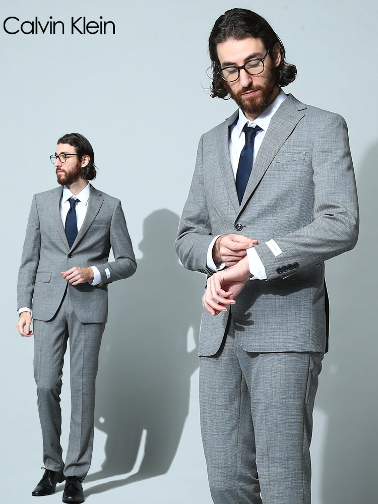 Calvin Klein (カルバンクライン) 千鳥柄 シングル スーツ SLIMFIT