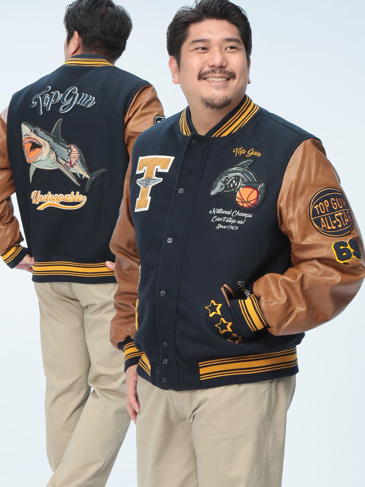 ボンバージャケット シャーク バーシティ アウター ブルゾン 中綿 秋冬