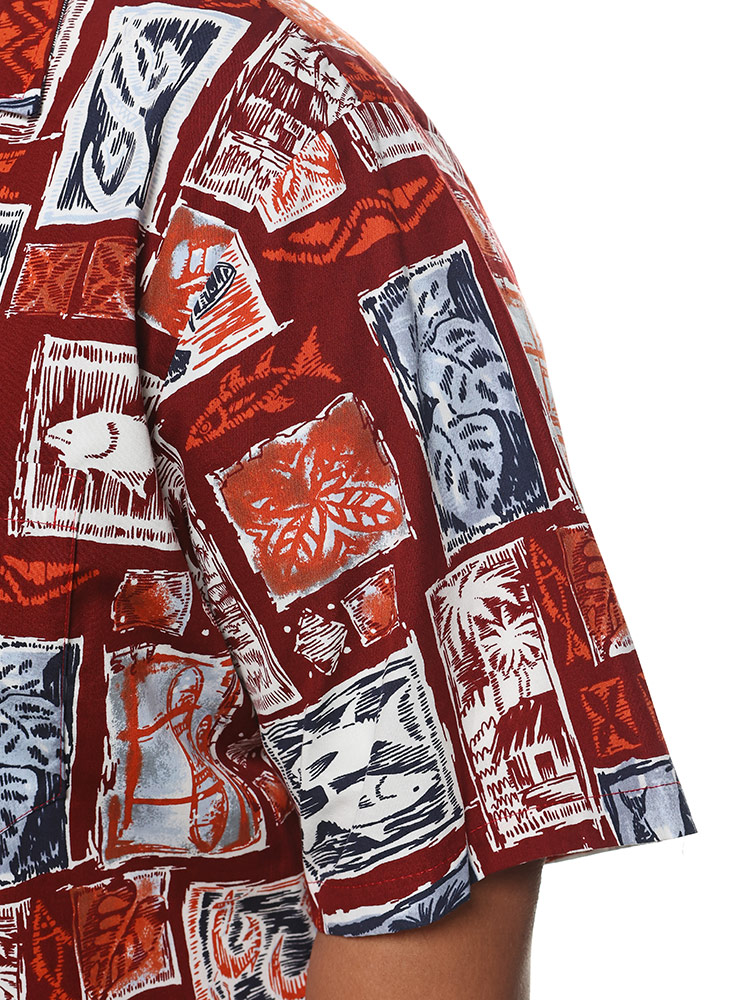 アロハシャツ MADE IN HAWAII コットン100％ 総柄 オープンカラー