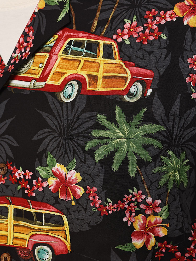 アロハシャツ MADE IN HAWAII レーヨン100％ クラシックカー オープン