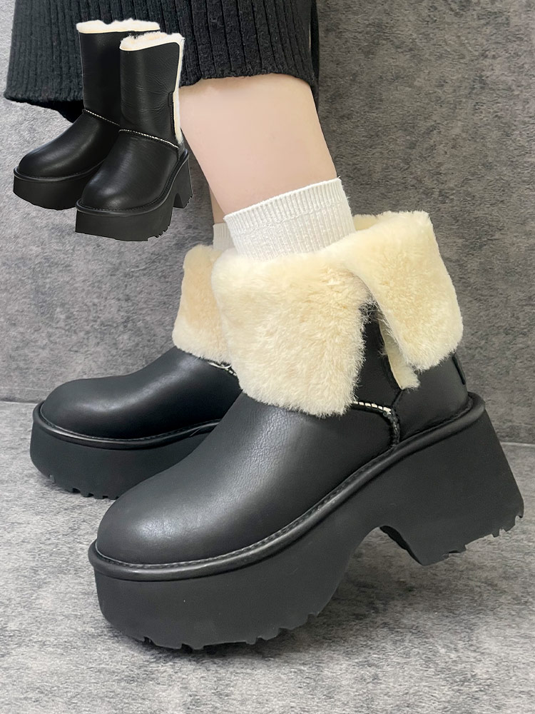 UGG (アグ) 厚底 ショート ムートンブーツ エスミーレザーブーツ 2way