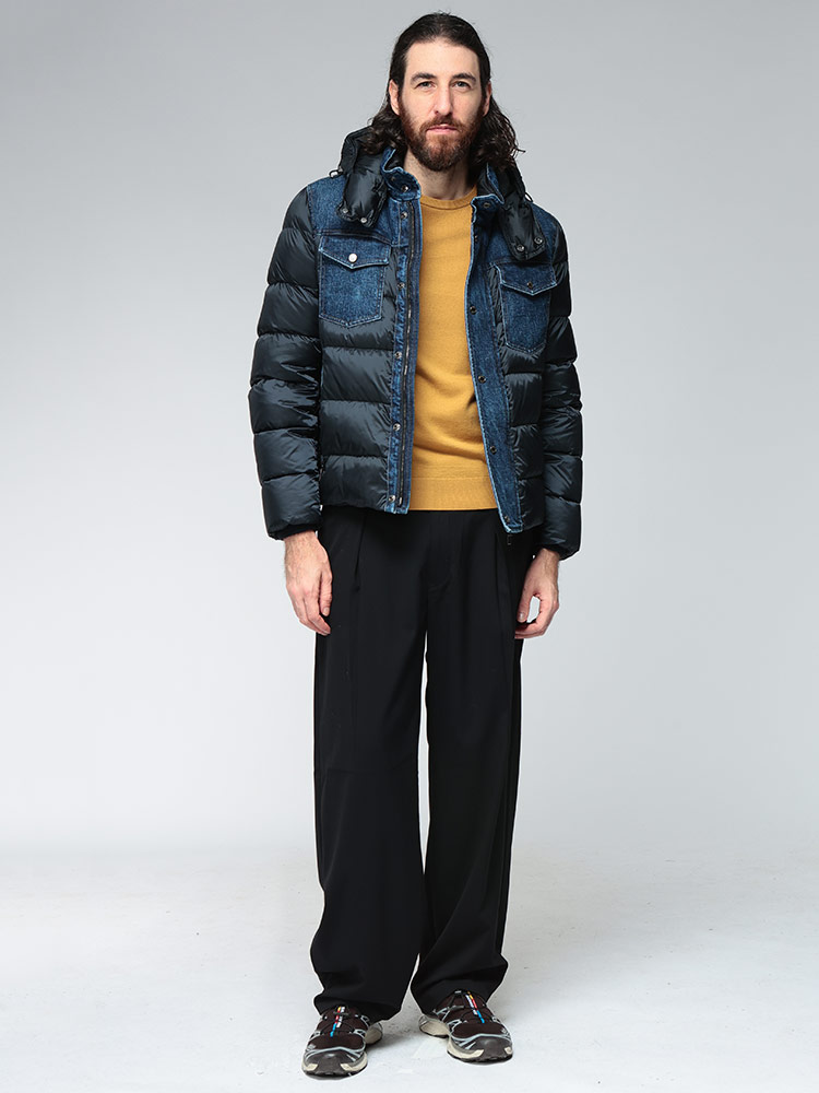 MOORER (ムーレー) フード着脱 デニム切り替え フルジップ ダウン