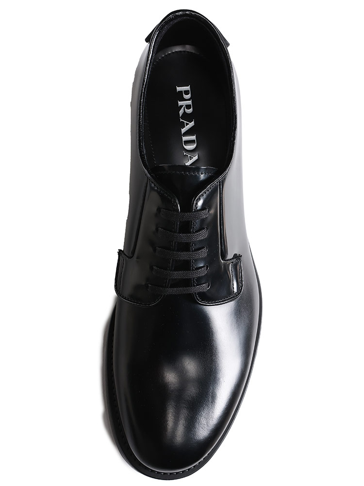 PRADA (プラダ) ブラッシュドレザー ラバーロゴ レースアップシューズ