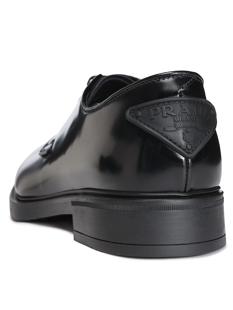 PRADA (プラダ) ブラッシュドレザー ラバーロゴ レースアップシューズ