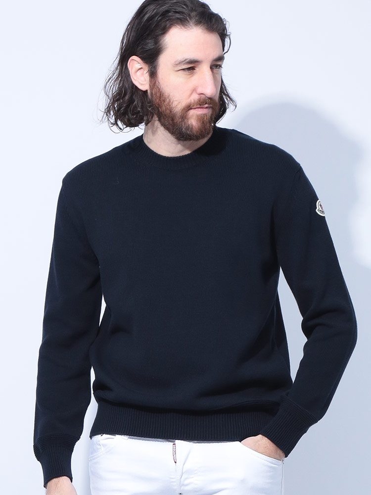 MONCLER (モンクレール) 袖ワッペン クルーネック ニット