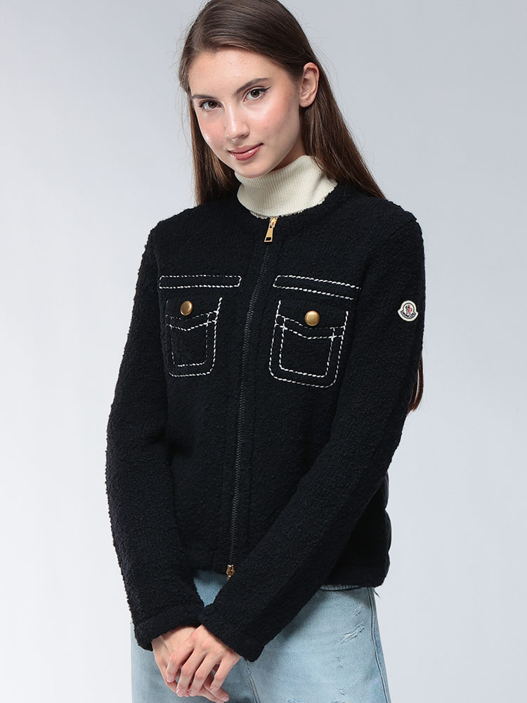 MONCLER (モンクレール) ポケットステッチ ノーカラー フルジップ