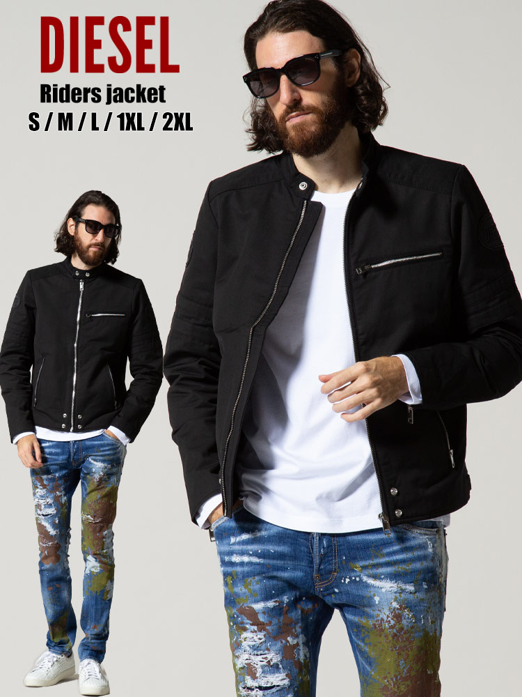 DIESEL (ディーゼル) コットン フルジップ ライダースジャケット