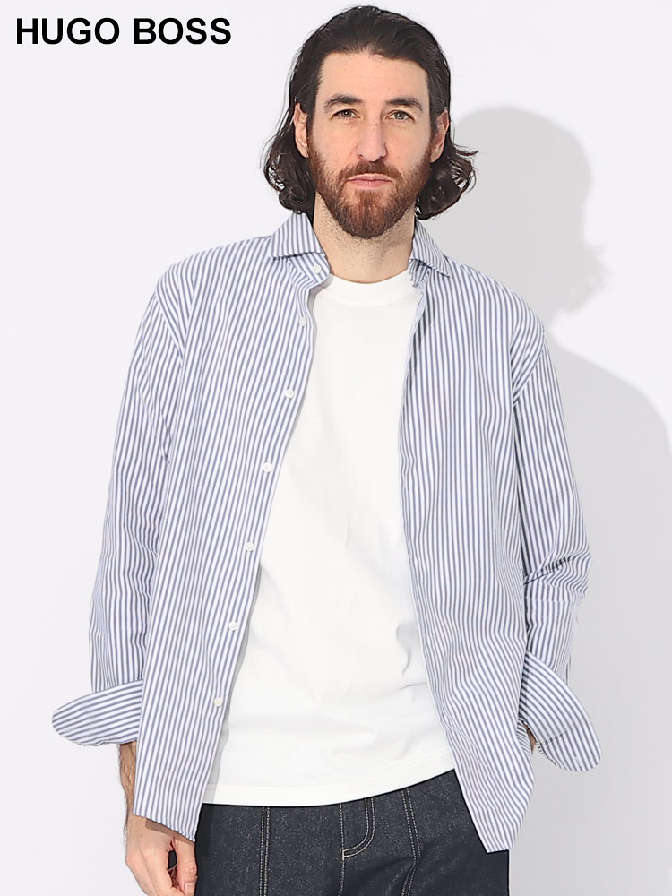 HUGO BOSS (ヒューゴボス) ストレッチ ストライプ 長袖 ドレスシャツ