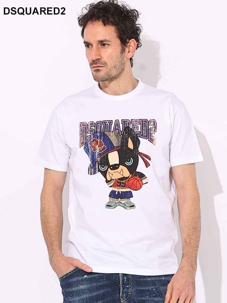 DSQUARED2 (ディースクエアード) DOGプリント クルーネック 半袖 T