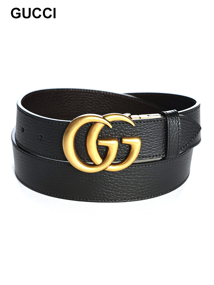 GUCCI (グッチ) ダブルG ゴールドバックル リバーシブル ベルト