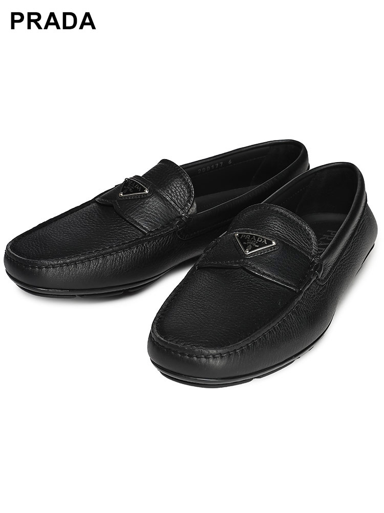 PRADA (プラダ) レザー トライアングルロゴ ドライビングシューズ