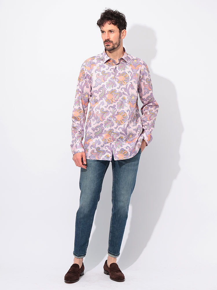 ETRO (エトロ) 綿100％ ペイズリー柄 長袖 シャツ ETMRIB0001SA5F2