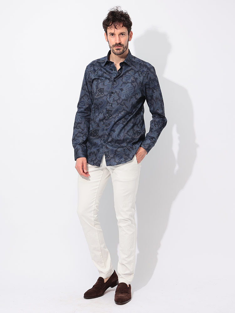 ETRO (エトロ) 綿100％ ペイズリー柄 長袖 シャツ ETMRIB0001SA5F2