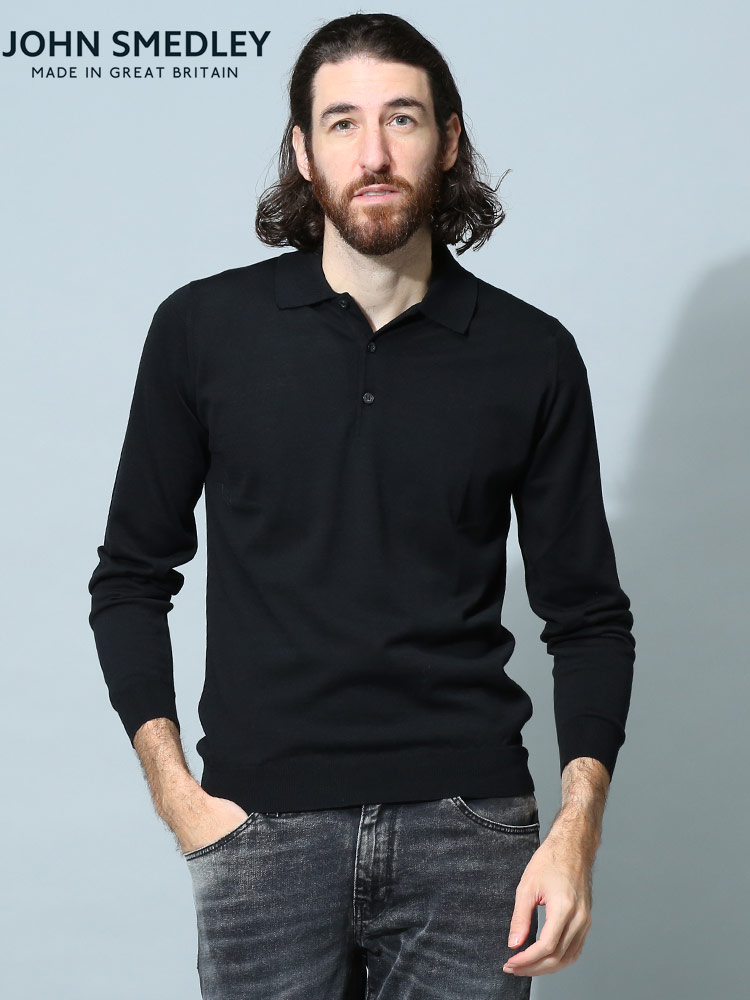 JOHN SMEDLEY (ジョンスメドレー) ウール混 長袖 ニット ポロシャツ