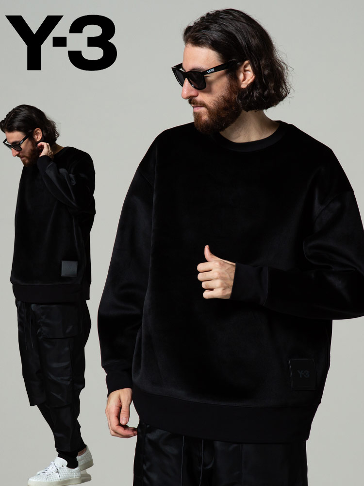 Y-3 ワイスリー 裾ロゴ ベルベット スウェット クルーネック