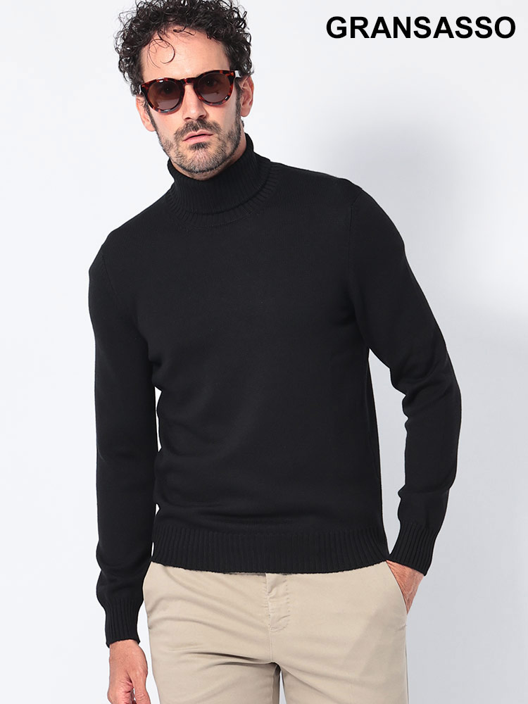 GRANSASSO (グランサッソ) ウール リブ タートルネック 長袖 ニット