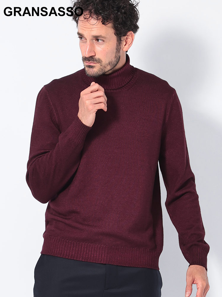 GRANSASSO (グランサッソ) ウール リブ タートルネック 長袖 ニット