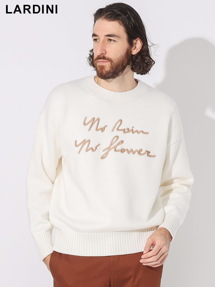 LARDINI (ラルディーニ) レタード刺繍 クルーネック ニット