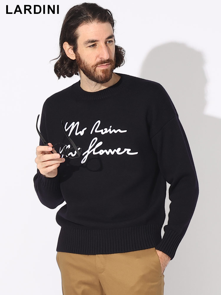 LARDINI (ラルディーニ) レタード刺繍 クルーネック ニット
