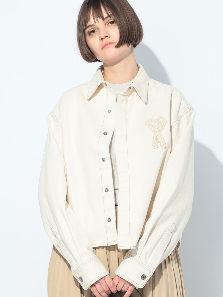 AMI PARIS (アミパリス ) カラーコットンツイル クロップド デニム