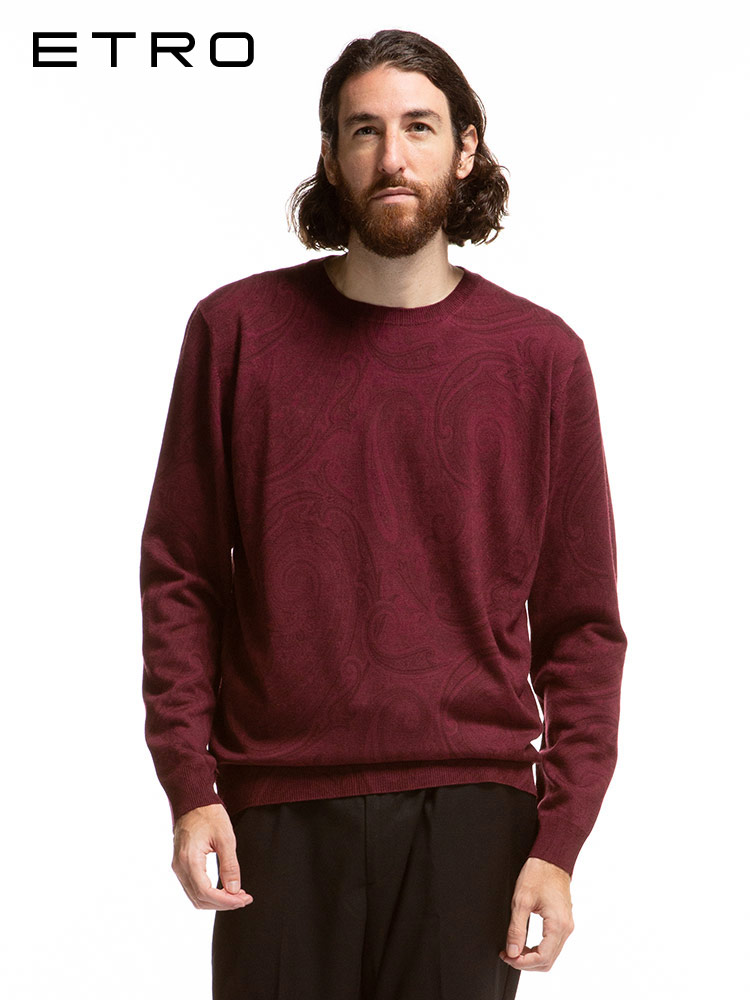 ETRO (エトロ) ウール100％ ペイズリー クルーネック ニット