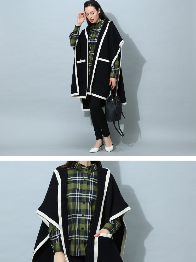 バーバリーロンドン ポンチョ ケープコート ウール ノバチェック