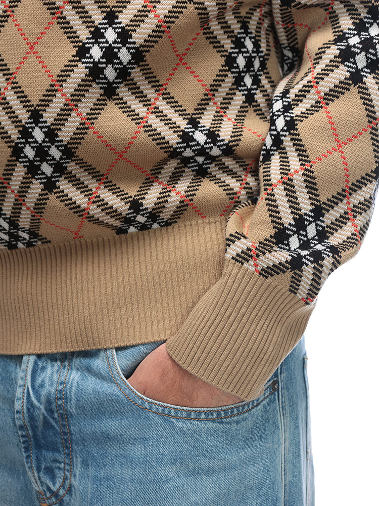 BURBERRY (バーバリー) チェック ウールブレンド クルーネック