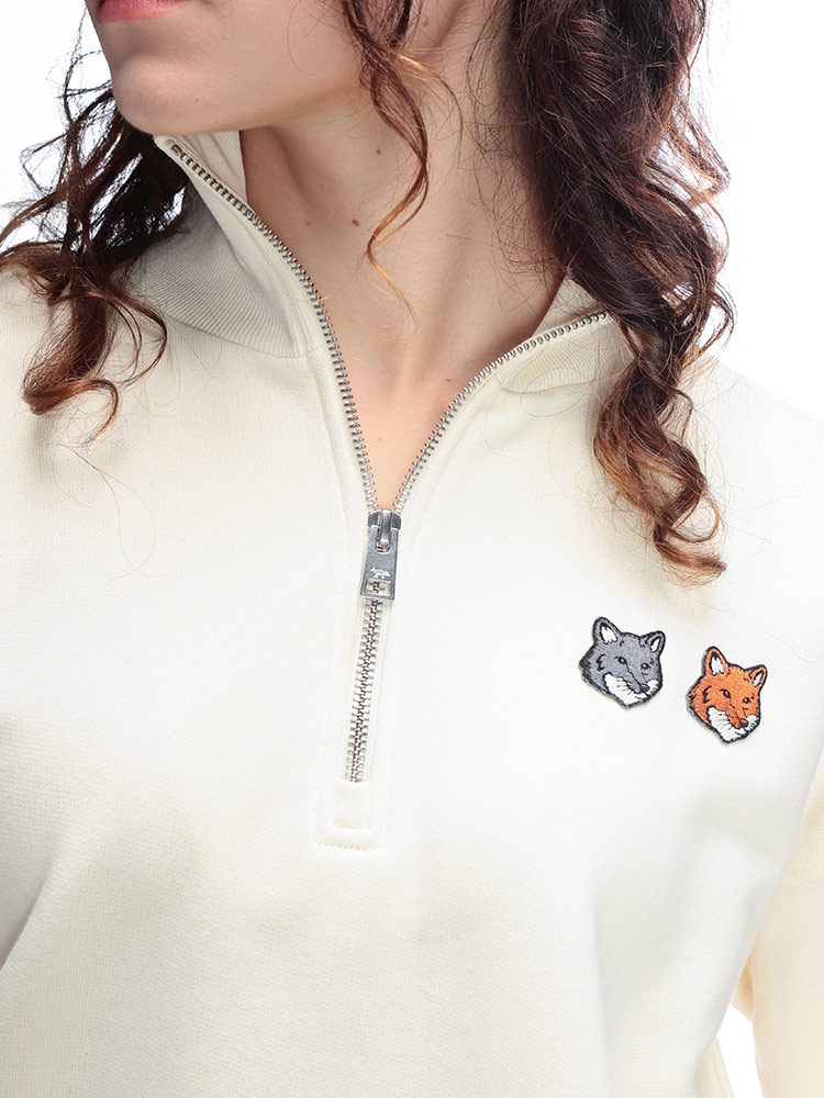 Maison Kitsune (メゾン キツネ) キツネ刺繍 ハーフジップ トレーナー
