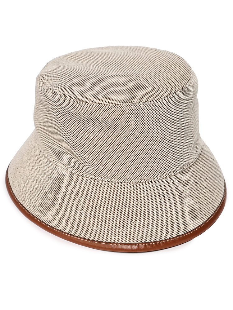 MIUMIU (ミュウミュウ) キャンバス レザーパイピング ロゴ バケット