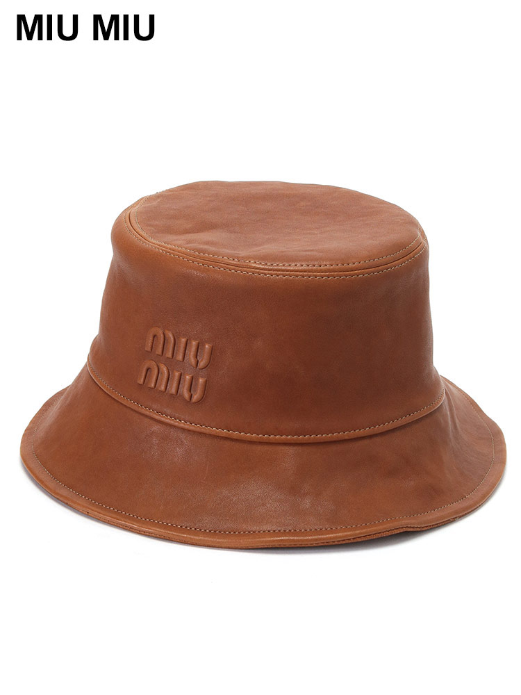 MIU MIU (ミュウミュウ) レザー エンボスロゴ クラシック バケット