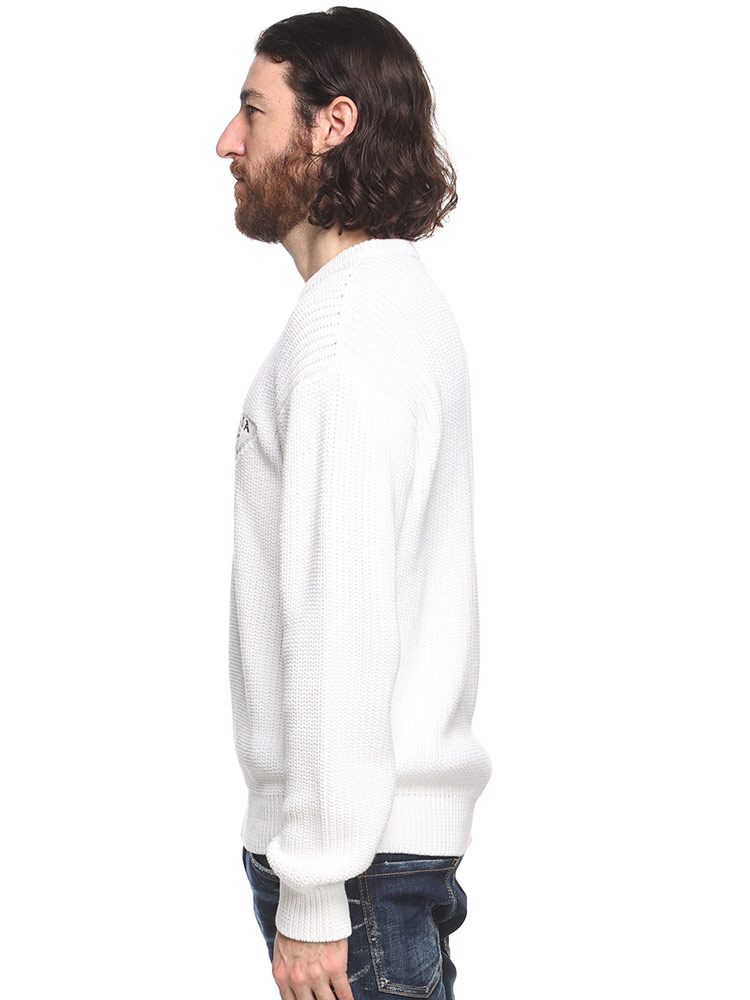 PRADA (プラダ) コットン ロゴ刺繍 クルーネック セーター IT50 IT54