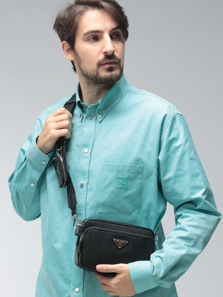 PRADA (プラダ) トライアングル ロゴ サフィアーノ レザー ショルダー