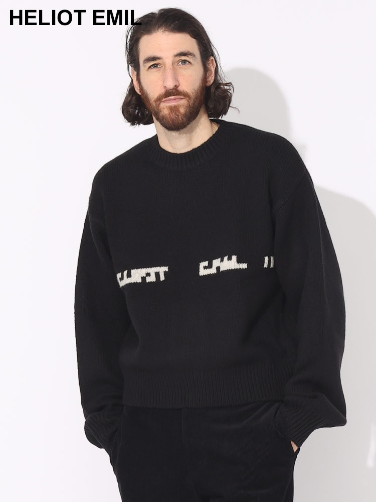 HELIOT EMIL (エリオット・エミル) ロゴインターシャ クルーネック