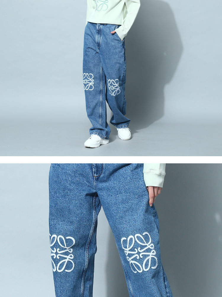 LOEWE ロエベ レディース デニム アナグラム バギー ジーンズ ワイド