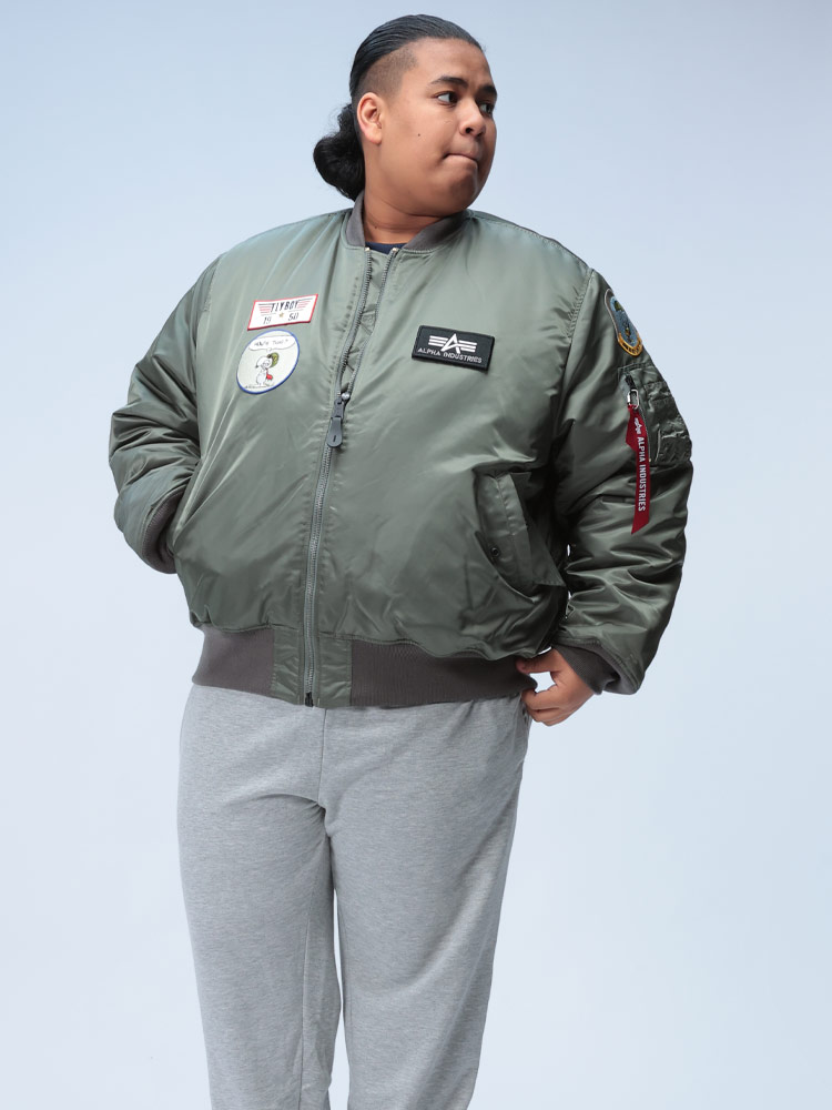 ジャケット スヌーピー フルジップ PEANUTS FLYING ACE MA-1【V.GRAY