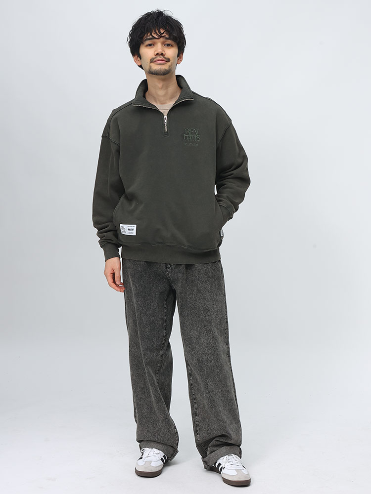 BEN DAVIS (ベンデイビス) コットン100％ 裏毛 ブリーチ加工 刺繍ロゴ