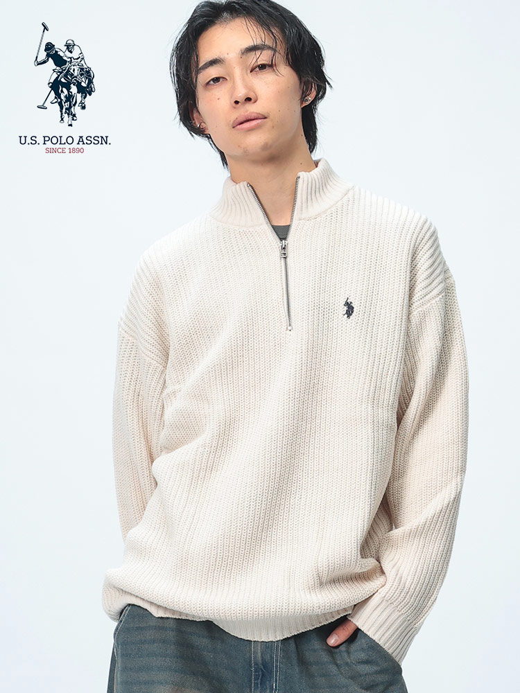 U.S. POLO ASSN. (ユーエスポロアッスン) BIGシルエット 畔編み×刺繍