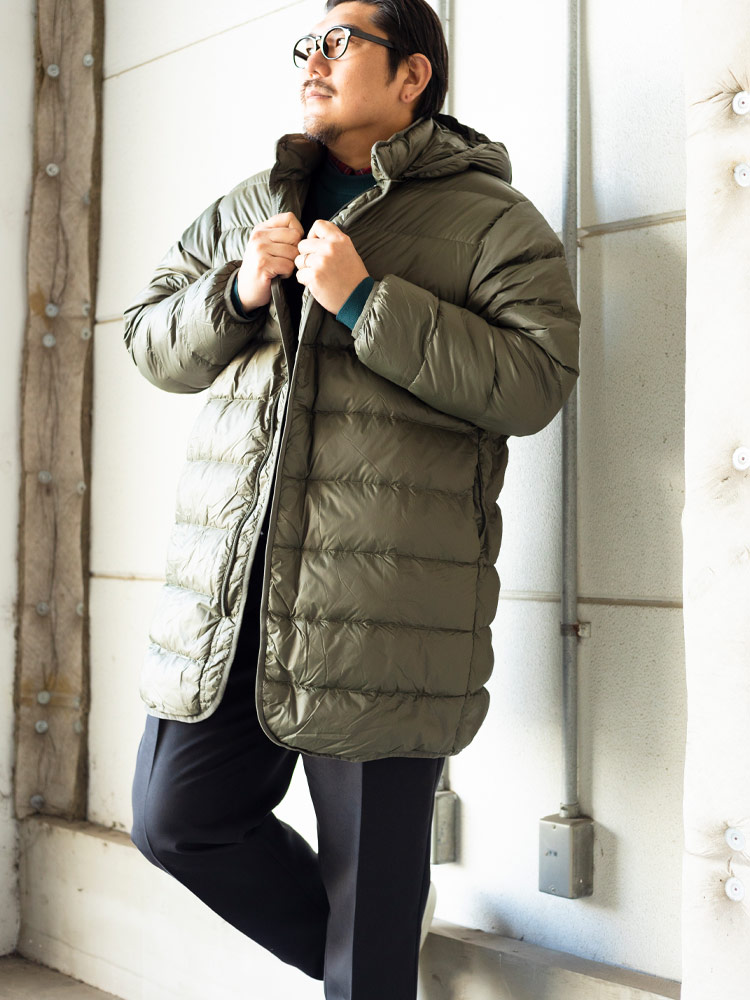 エアリアルライトダウン 撥水 軽量 フード着脱 ロングダウンジャケット