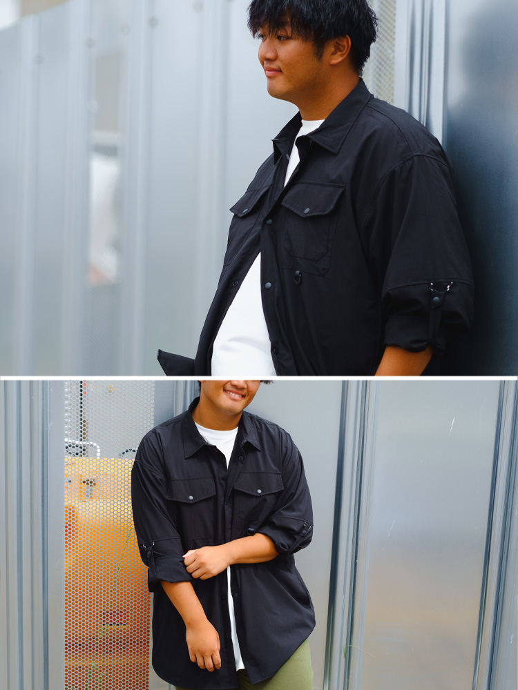 長袖ワークシャツ 快ラクAir LOFT Air Dカン付き ポケット トップス