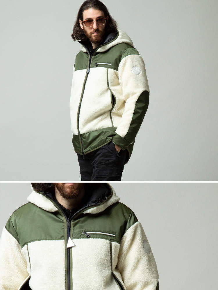 MONCLER (モンクレール) リバーシブル ナイロン×ボア フード