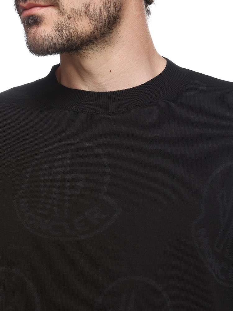 MONCLER (モンクレール) ワッペンロゴ 総柄 クルーネック ニット