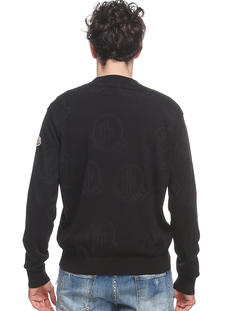 MONCLER (モンクレール) ワッペンロゴ 総柄 クルーネック ニット