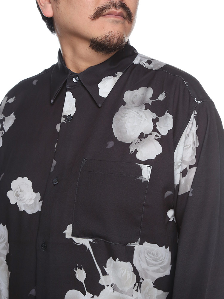 B＆T CLUB ビーアンドティークラブ 長袖 シャツ ストレッチ 花柄 総柄