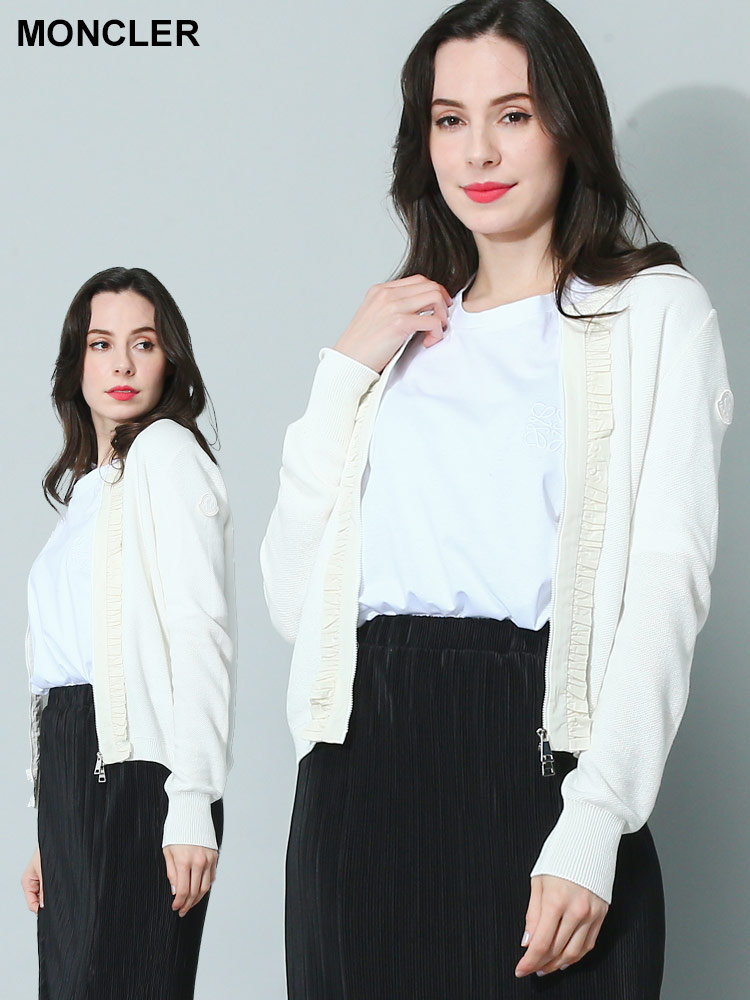 MONCLER (モンクレール) ダブルジップ フリル ニットカーディガン